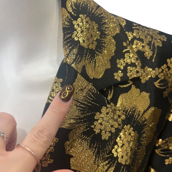 $3690 Saint Laurent 2021 Black Gold Metallic Floral Blazer Jacket size FR 40/8 - Picture 5 of 14
